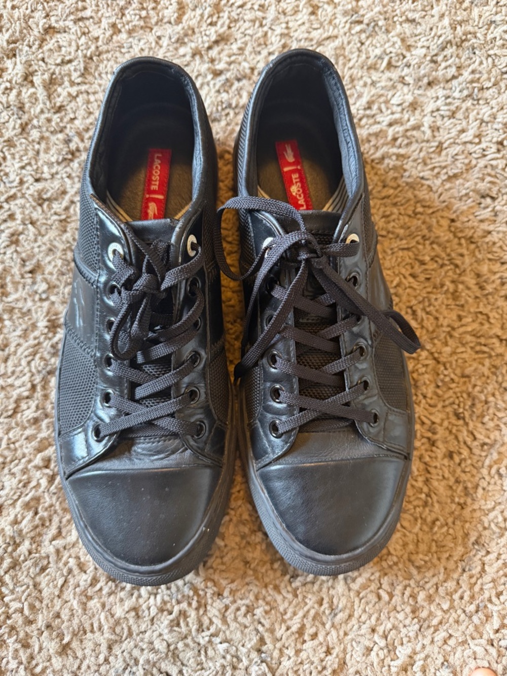 Lacoste Men’s Black Leather & Mesh Low-Top Sneakers